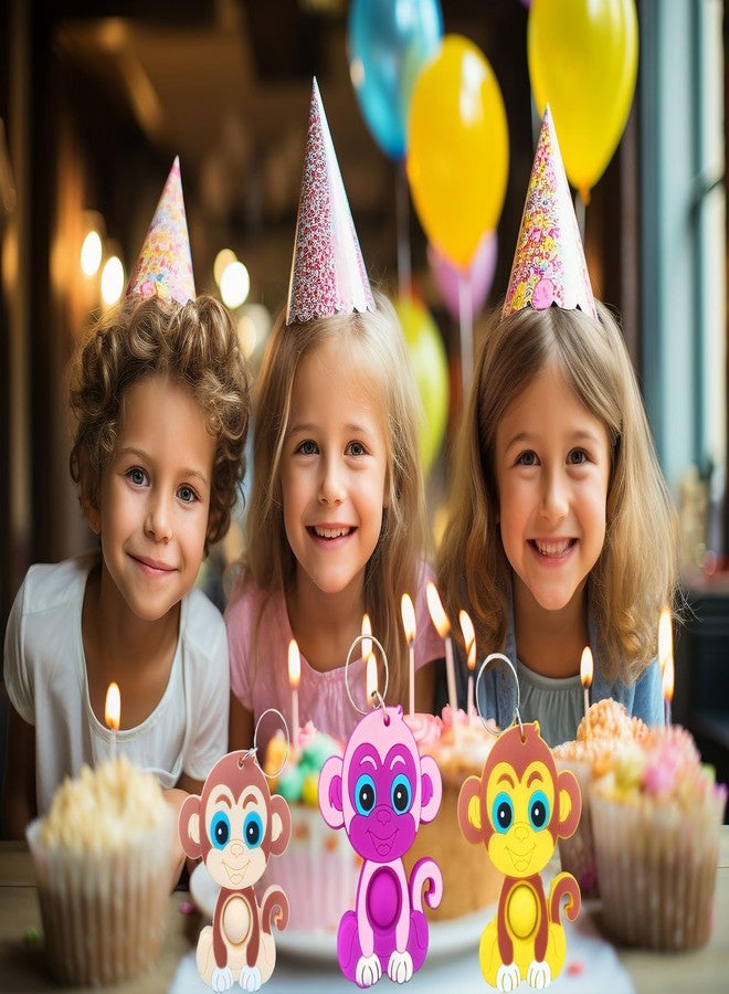 ٢٤ عبوة من هدايا حيوانات الغابة على شكل قرد، هدايا بالجملة، ألعاب تململ بألوان قوس قزح، سلاسل مفاتيح، هدايا من المعلم، هدايا صغيرة لحفلات ومناسبات الأطفال في الفصل الدراسي خلال العطلات - Image 5